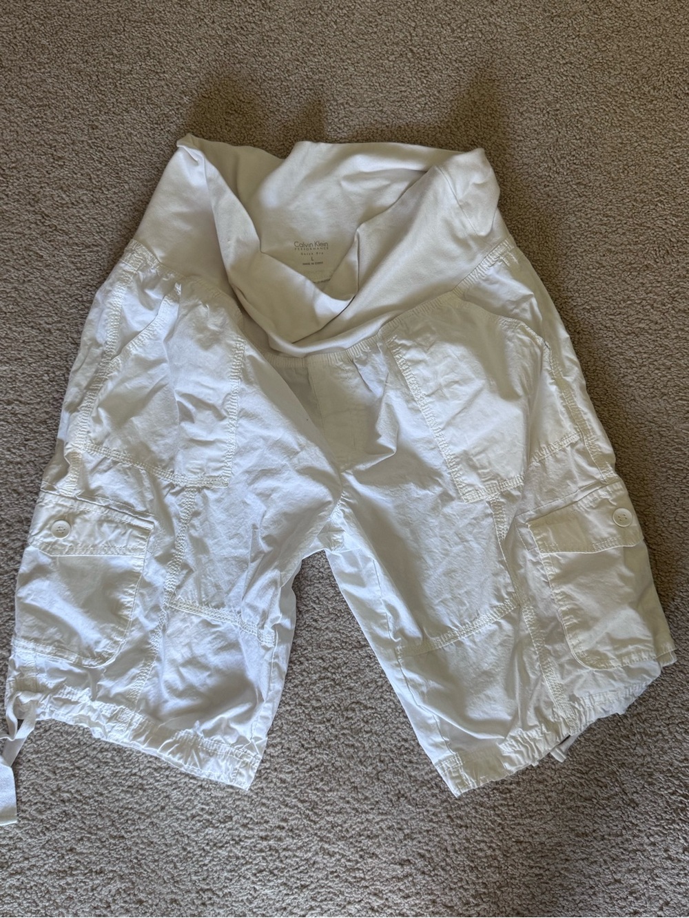 Calvin Klein White Cargo Bermuda Shorts